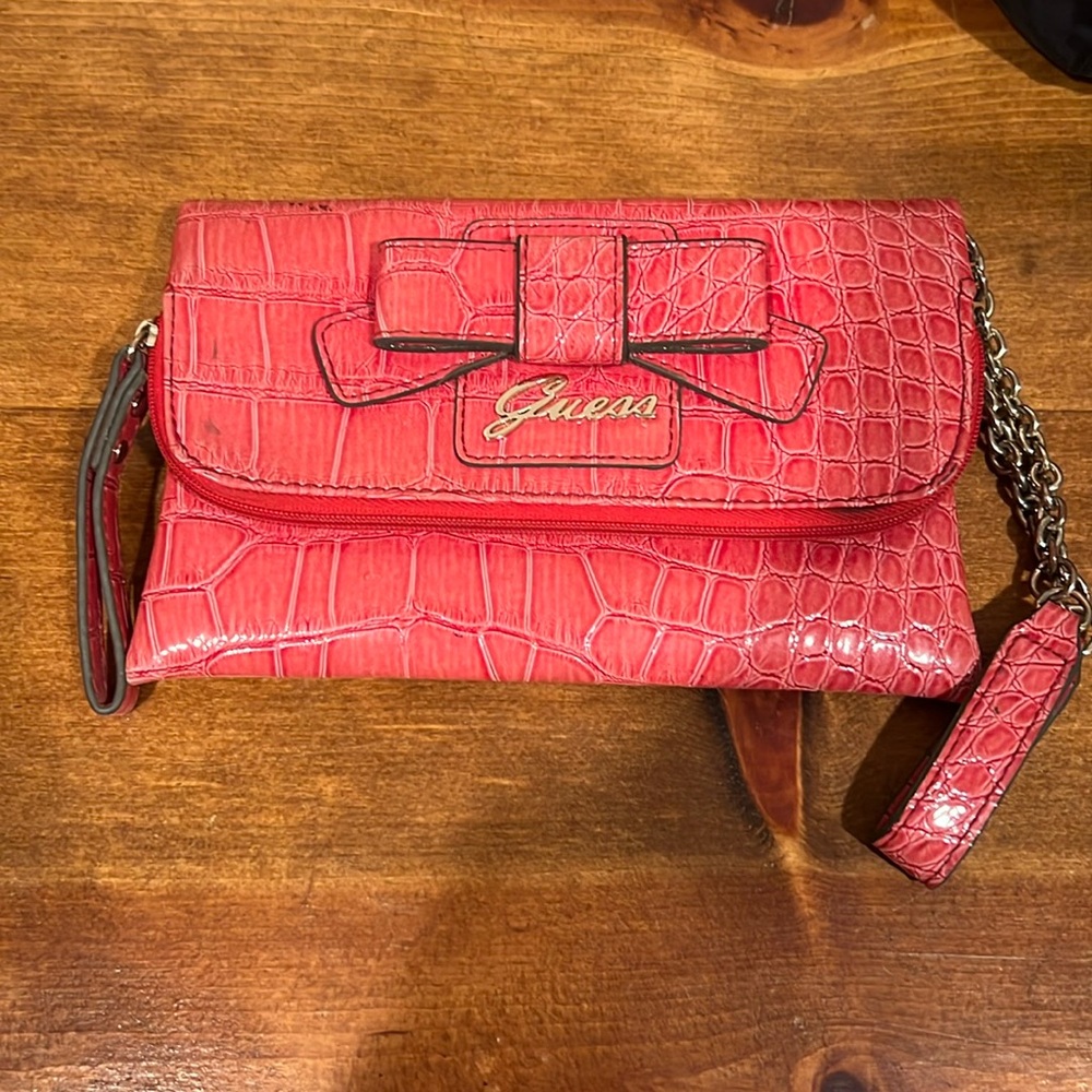 Coral Pink Guess Clutch Wrislet